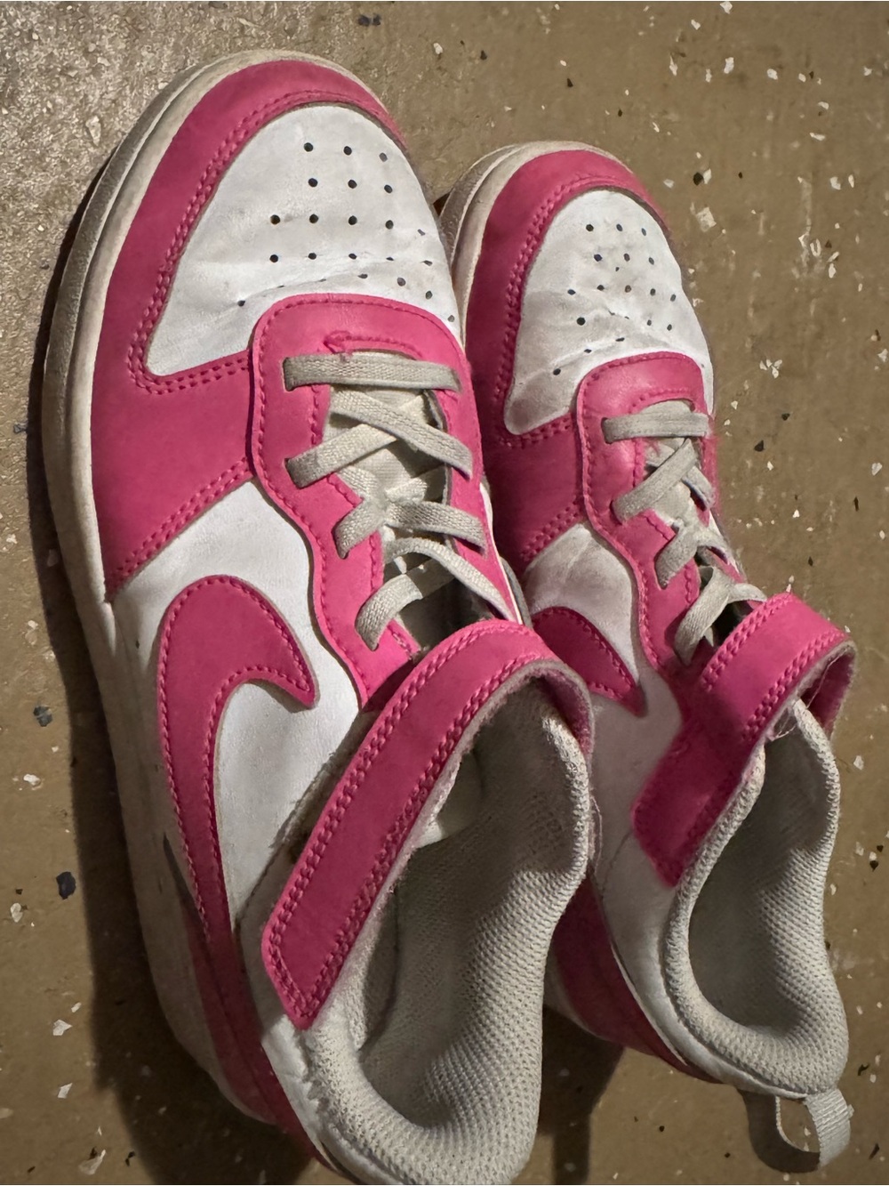 Kids Pink and White Athletic Sneakers - Velcro Closure